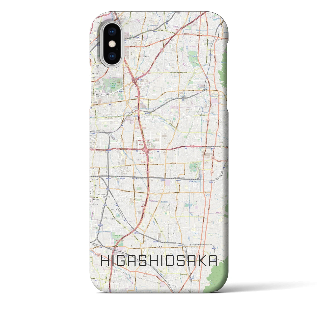 【東大阪】地図柄iPhoneケース（バックカバータイプ・ナチュラル）iPhone XS Max 用