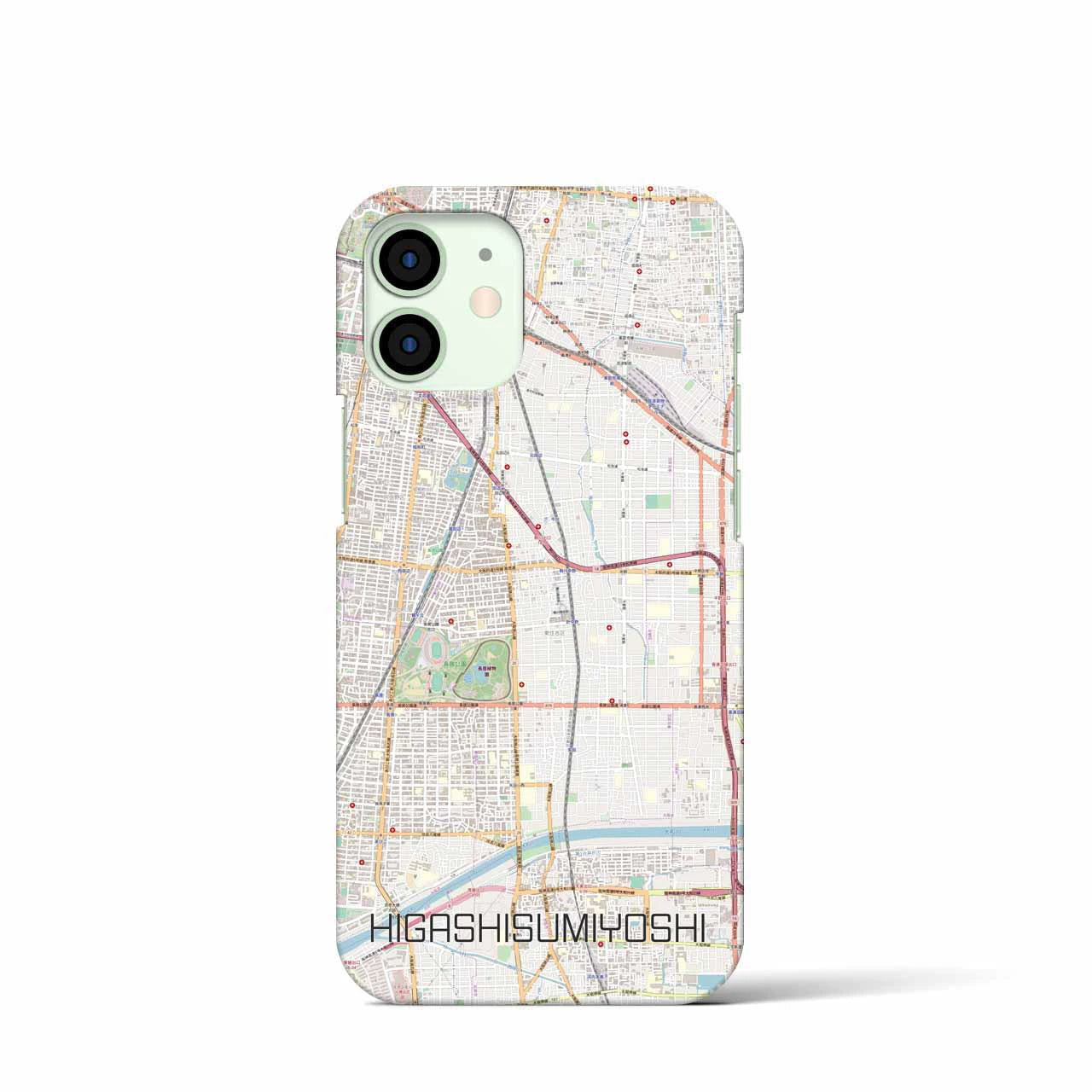 【東住吉】地図柄iPhoneケース（バックカバータイプ・ナチュラル）iPhone 12 mini 用