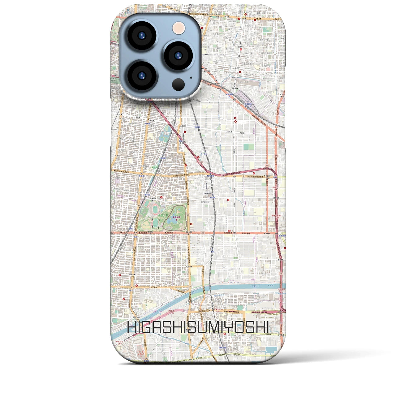 【東住吉】地図柄iPhoneケース（バックカバータイプ・ナチュラル）iPhone 13 Pro Max 用