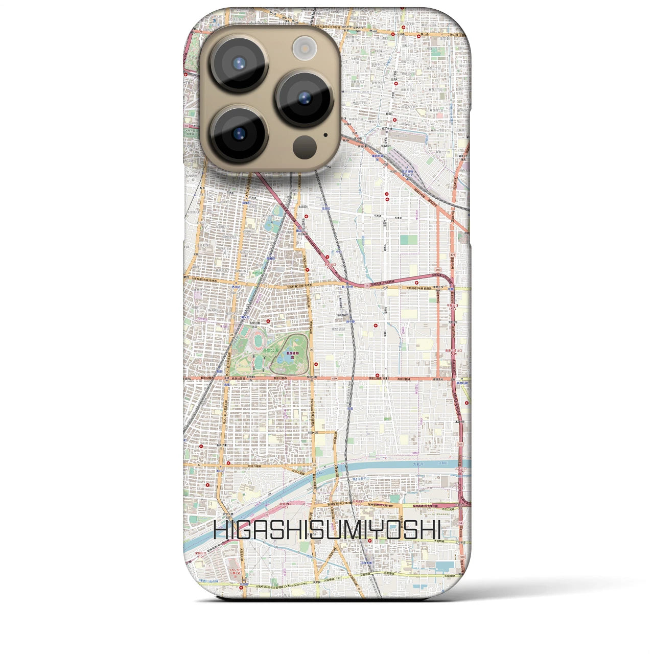 【東住吉】地図柄iPhoneケース（バックカバータイプ・ナチュラル）iPhone 14 Pro Max 用