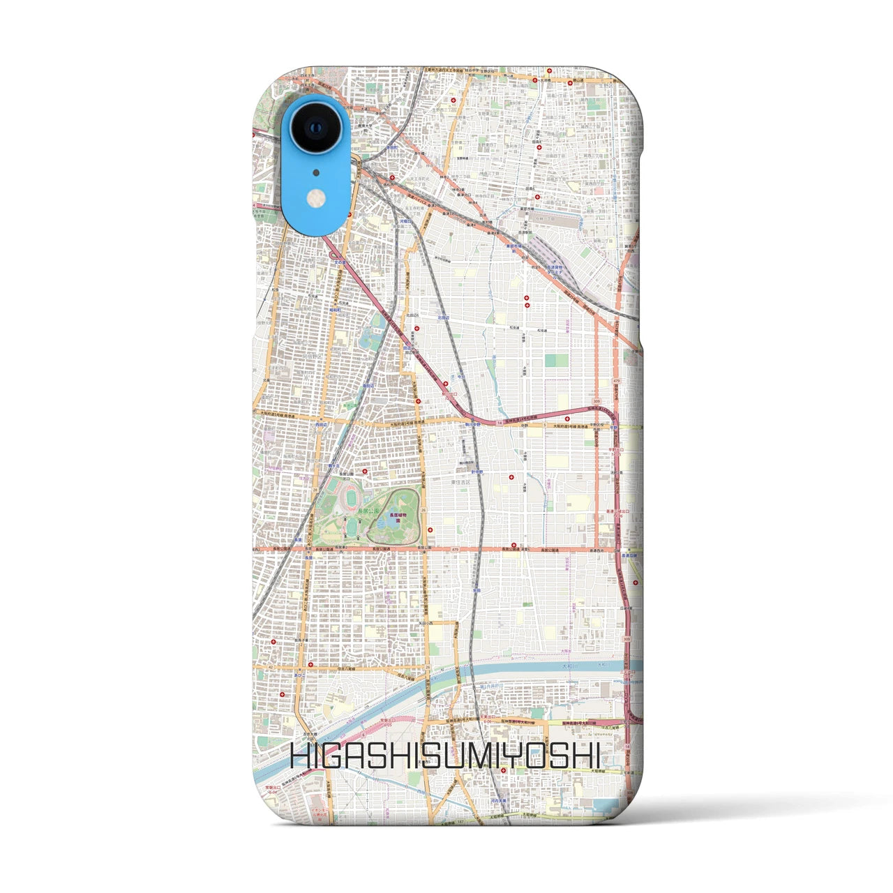 【東住吉】地図柄iPhoneケース（バックカバータイプ・ナチュラル）iPhone XR 用