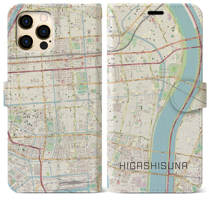 【東砂（東京都）】地図柄iPhoneケース（手帳タイプ）ナチュラル・iPhone 12 Pro Max 用