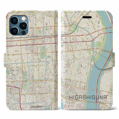 【東砂（東京都）】地図柄iPhoneケース（手帳タイプ）ナチュラル・iPhone 12 / 12 Pro 用