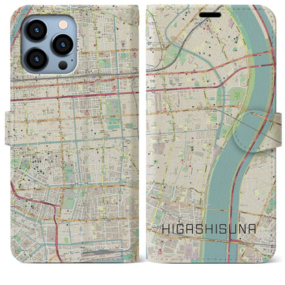 【東砂（東京都）】地図柄iPhoneケース（手帳タイプ）ナチュラル・iPhone 13 Pro Max 用
