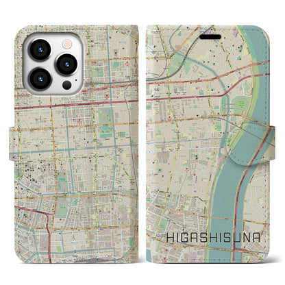 【東砂（東京都）】地図柄iPhoneケース（手帳タイプ）ナチュラル・iPhone 13 Pro 用