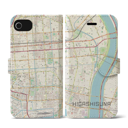 【東砂（東京都）】地図柄iPhoneケース（手帳タイプ）ナチュラル・iPhone SE（第3 / 第2世代） / 8 / 7 / 6s / 6 用