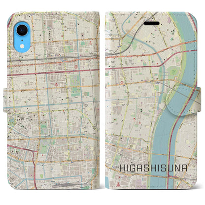 【東砂（東京都）】地図柄iPhoneケース（手帳タイプ）ナチュラル・iPhone XR 用