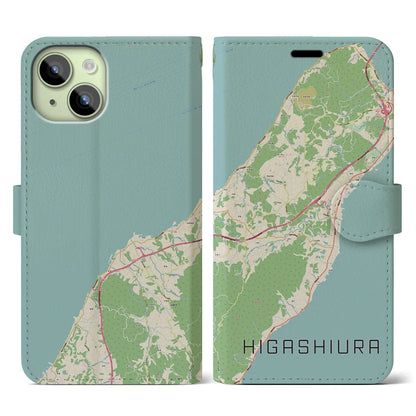 【東浦（兵庫県）】地図柄iPhoneケース（手帳タイプ）ナチュラル・iPhone 15 用
