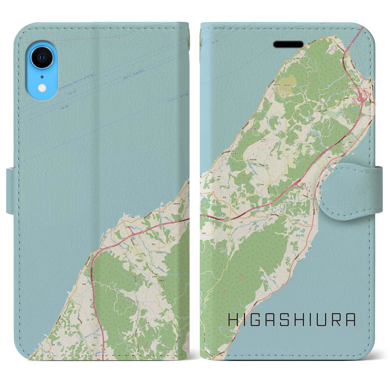 【東浦（兵庫県）】地図柄iPhoneケース（手帳両面タイプ・ナチュラル）iPhone XR 用