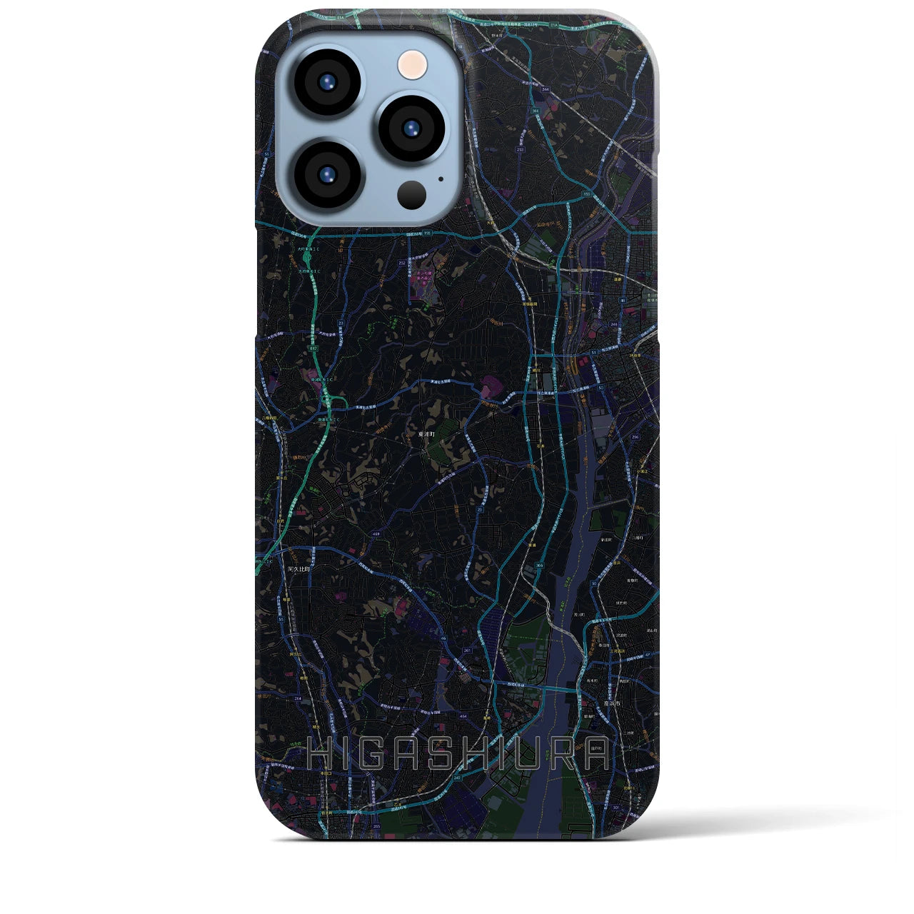 【東浦】地図柄iPhoneケース（バックカバータイプ・ブラック）iPhone 13 Pro Max 用
