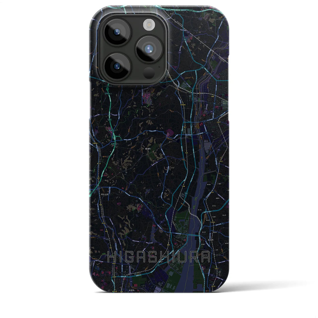 【東浦】地図柄iPhoneケース（バックカバータイプ・ブラック）iPhone 15 Pro Max 用