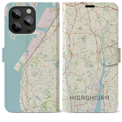 【東浦（愛知県）】地図柄iPhoneケース（手帳タイプ）ナチュラル・iPhone 15 Pro Max 用
