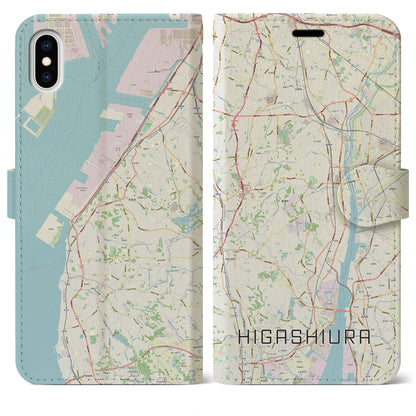 【東浦（愛知県）】地図柄iPhoneケース（手帳タイプ）ナチュラル・iPhone XS Max 用