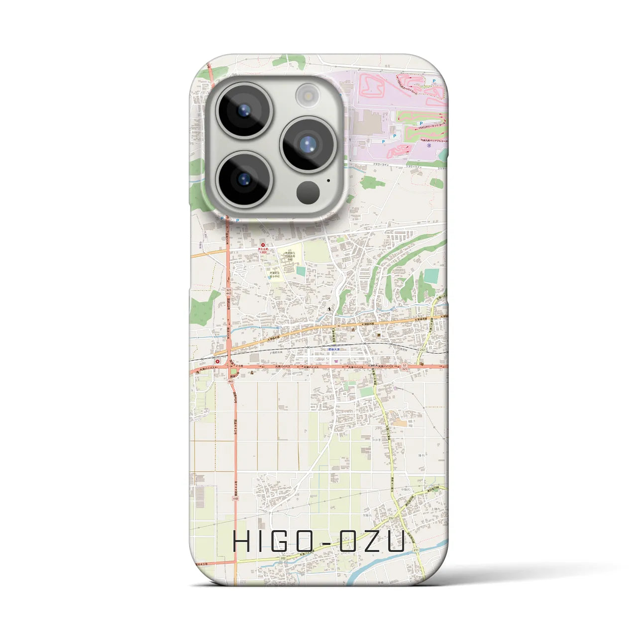 【肥後大津】地図柄iPhoneケース（バックカバータイプ・ナチュラル）iPhone 15 Pro 用