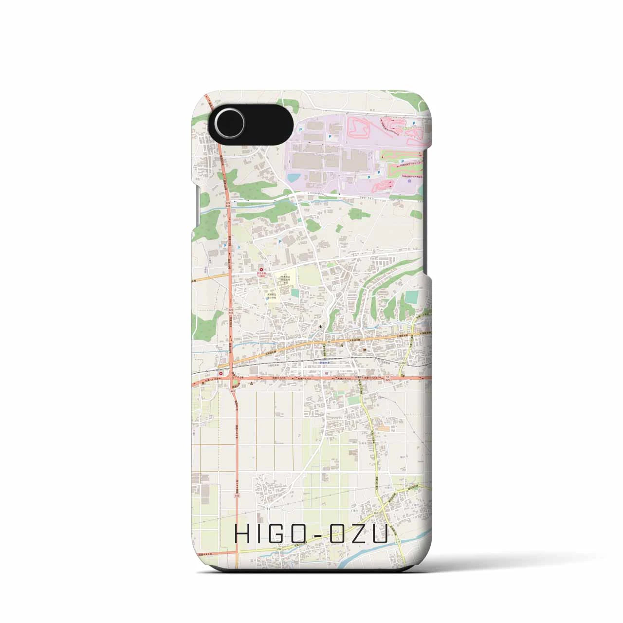 【肥後大津】地図柄iPhoneケース（バックカバータイプ・ナチュラル）iPhone SE（第3 / 第2世代） / 8 / 7 / 6s / 6 用