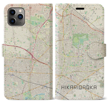 【光が丘（東京都）】地図柄iPhoneケース（手帳タイプ）ナチュラル・iPhone 11 Pro Max 用
