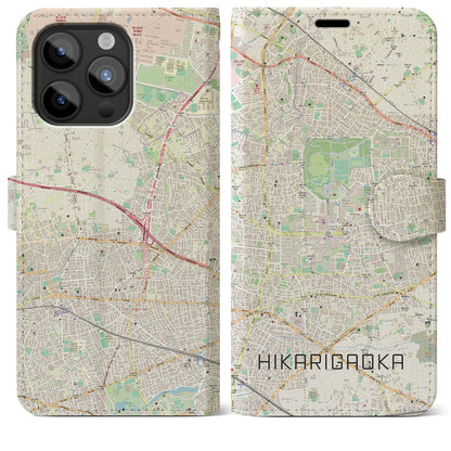 【光が丘（東京都）】地図柄iPhoneケース（手帳タイプ）ナチュラル・iPhone 15 Pro Max 用
