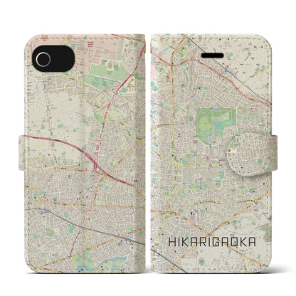 【光が丘（東京都）】地図柄iPhoneケース（手帳タイプ）ナチュラル・iPhone SE（第3 / 第2世代） / 8 / 7 / 6s / 6 用