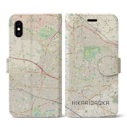 【光が丘（東京都）】地図柄iPhoneケース（手帳タイプ）ナチュラル・iPhone XS / X 用