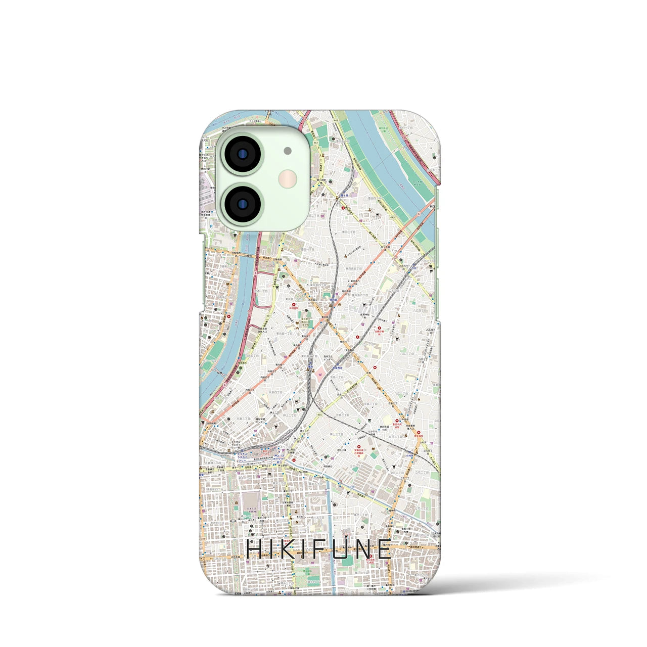 【曳舟】地図柄iPhoneケース（バックカバータイプ・ナチュラル）iPhone 12 mini 用
