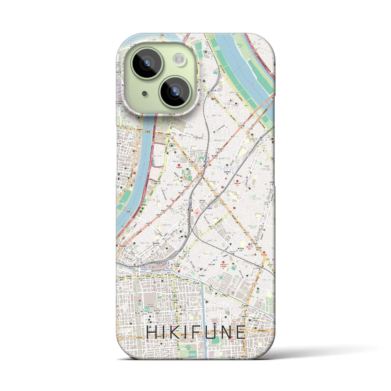【曳舟】地図柄iPhoneケース（バックカバータイプ・ナチュラル）iPhone 15 用