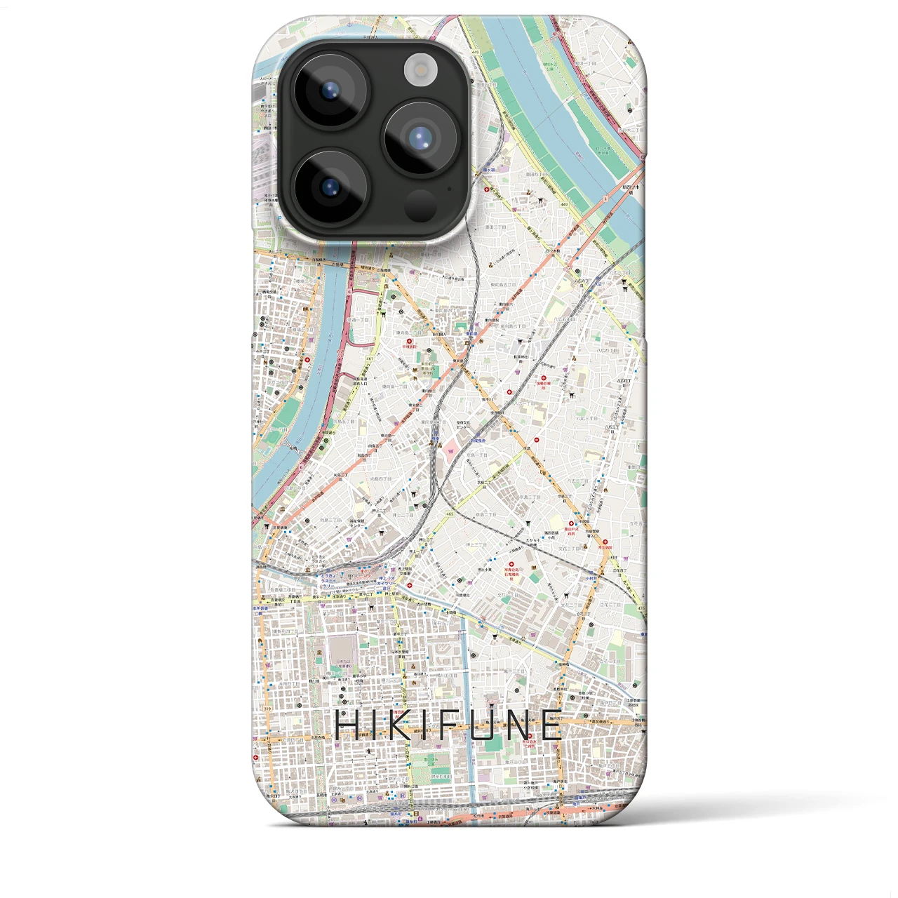 【曳舟】地図柄iPhoneケース（バックカバータイプ・ナチュラル）iPhone 15 Pro Max 用