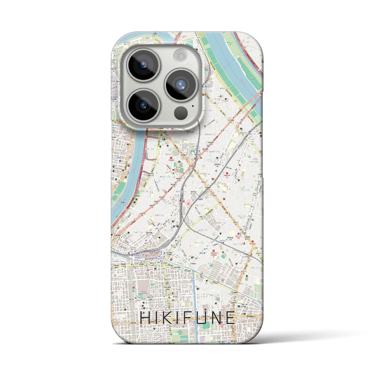 【曳舟】地図柄iPhoneケース（バックカバータイプ・ナチュラル）iPhone 15 Pro 用