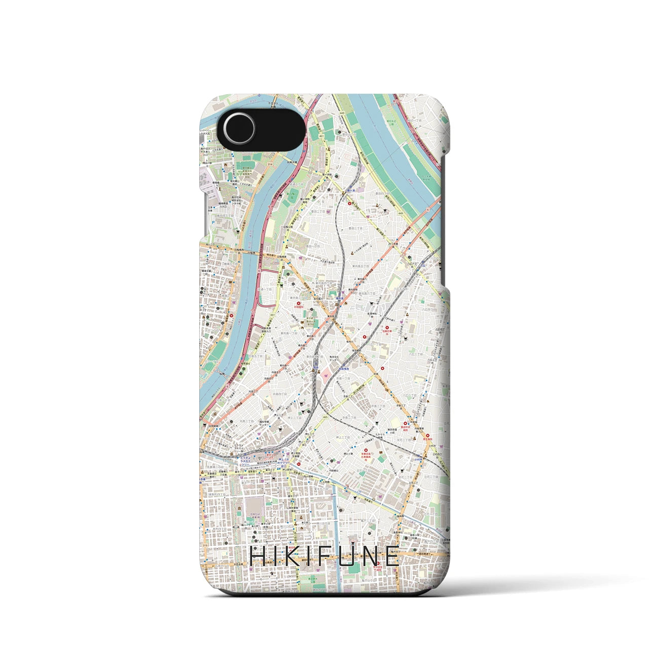 【曳舟】地図柄iPhoneケース（バックカバータイプ・ナチュラル）iPhone SE（第3 / 第2世代） / 8 / 7 / 6s / 6 用