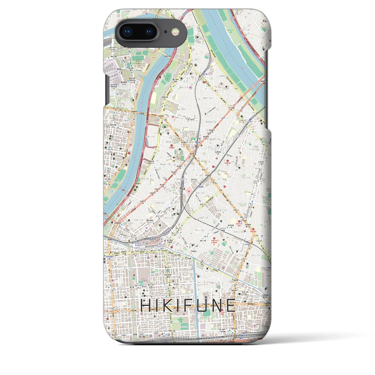 【曳舟】地図柄iPhoneケース（バックカバータイプ・ナチュラル）iPhone 8Plus /7Plus / 6sPlus / 6Plus 用