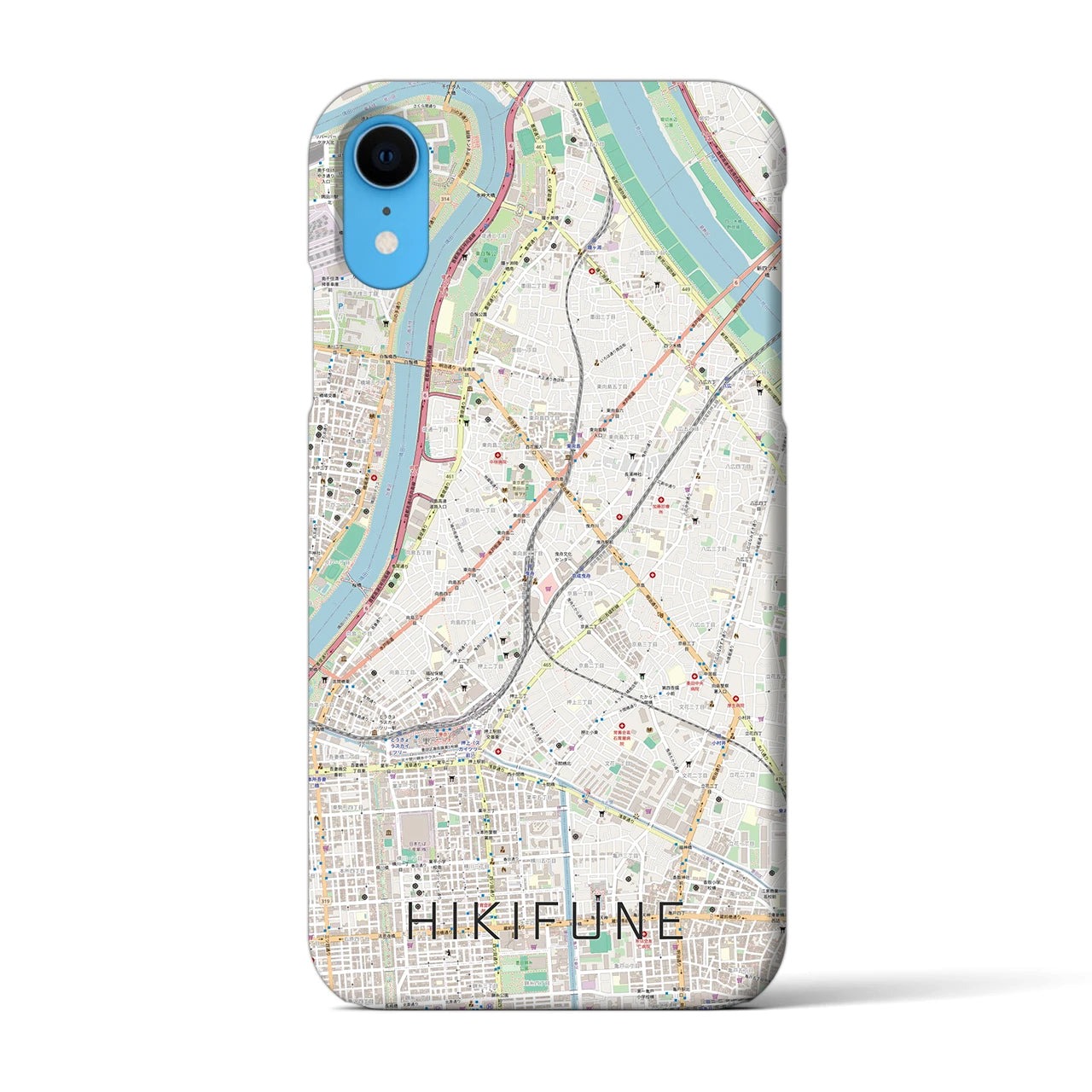 【曳舟】地図柄iPhoneケース（バックカバータイプ・ナチュラル）iPhone XR 用
