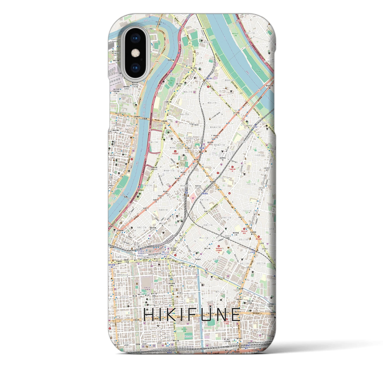 【曳舟】地図柄iPhoneケース（バックカバータイプ・ナチュラル）iPhone XS Max 用