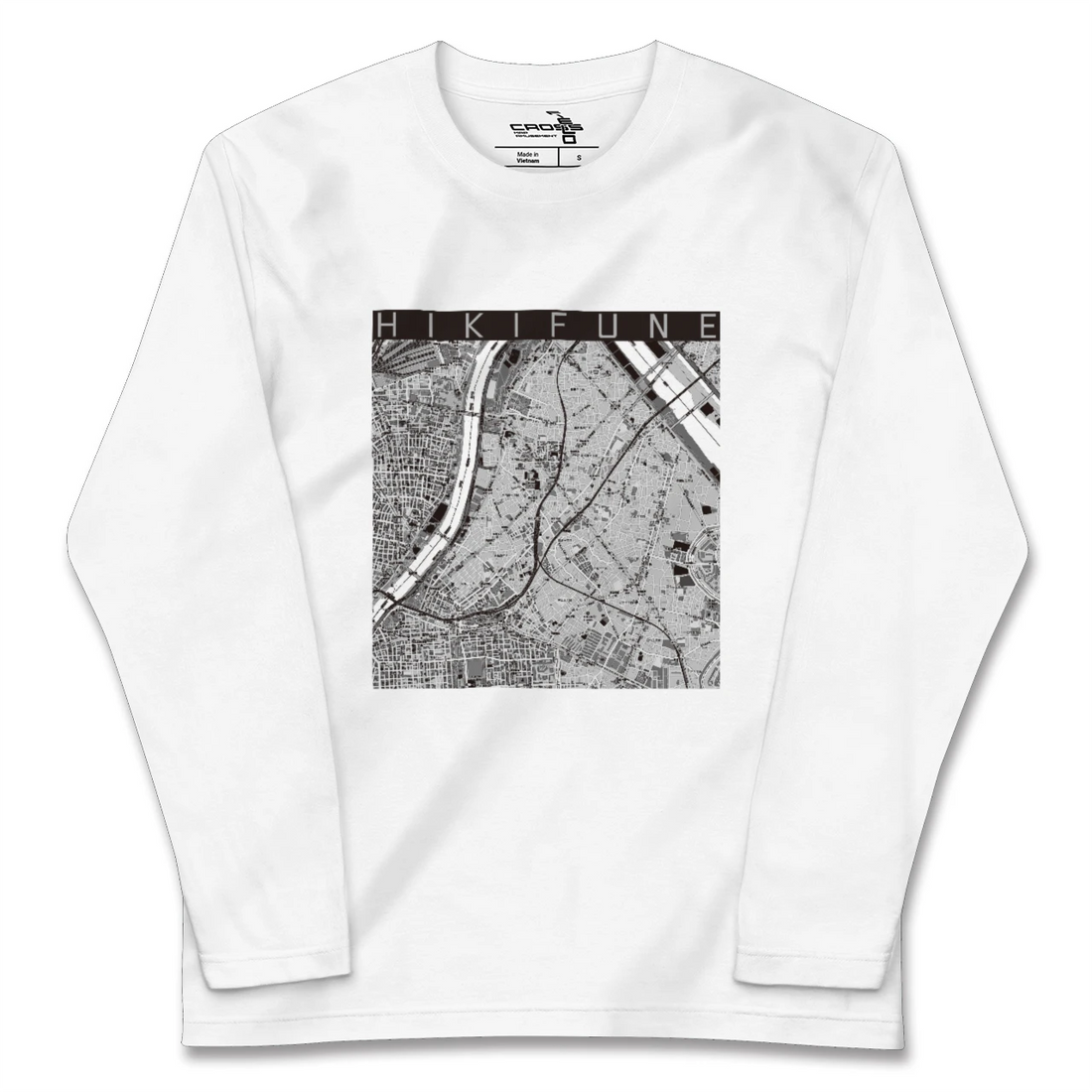 【曳舟(東京都)】地図柄ロングスリーブTシャツ