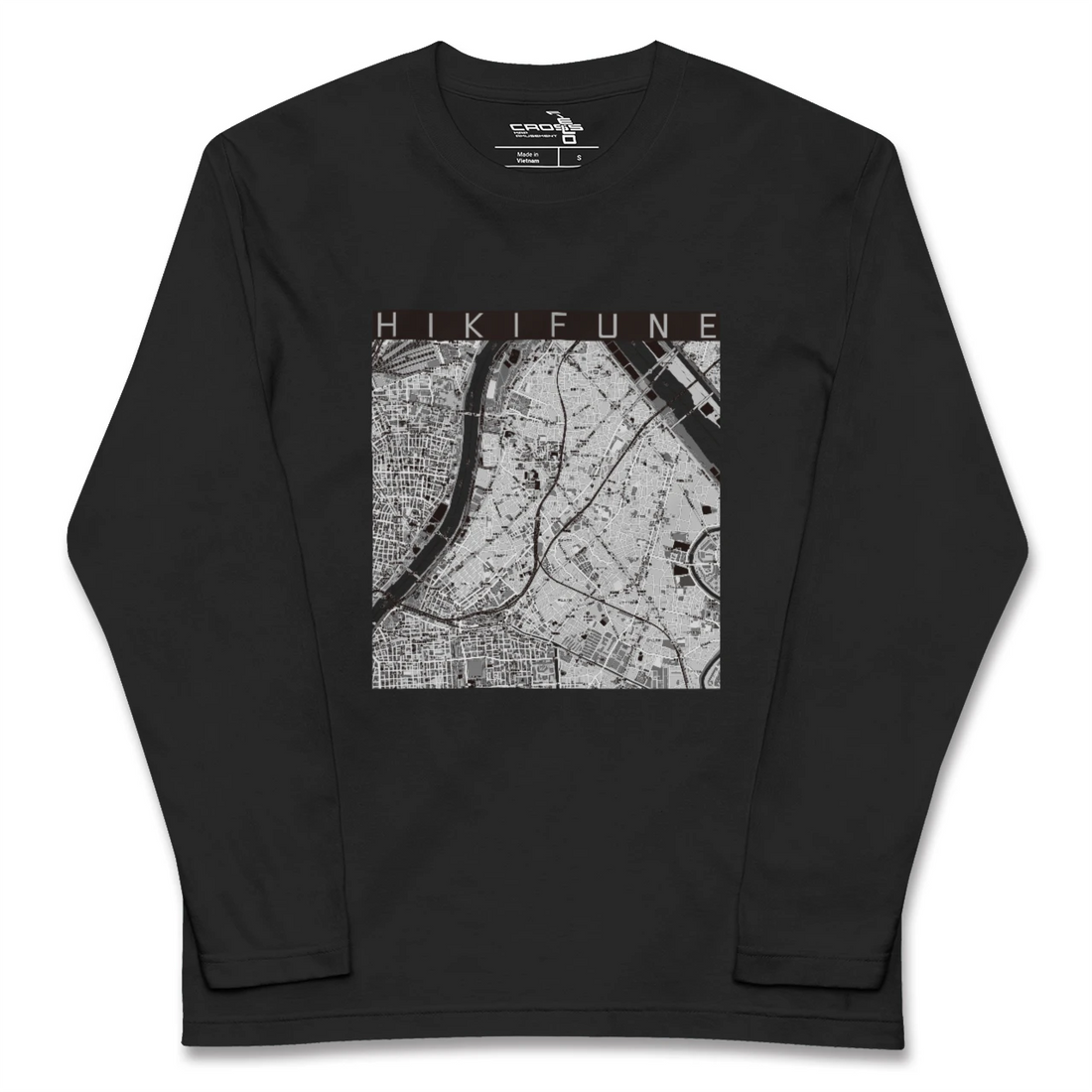 【曳舟(東京都)】地図柄ロングスリーブTシャツ