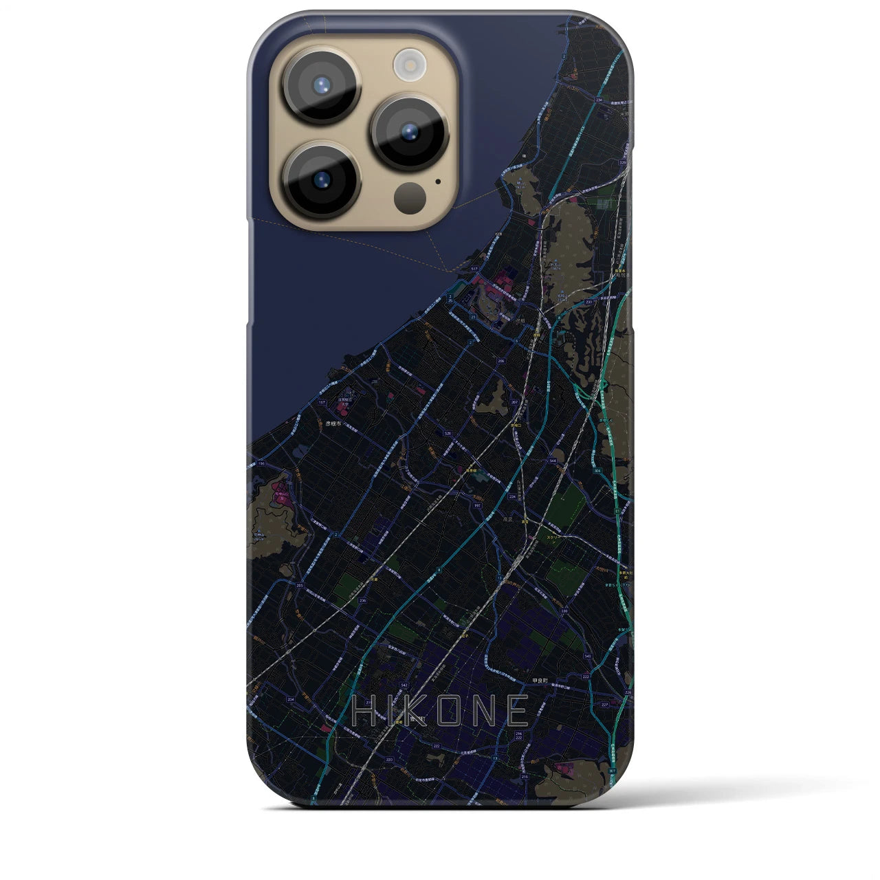【彦根】地図柄iPhoneケース（バックカバータイプ・ブラック）iPhone 14 Pro Max 用