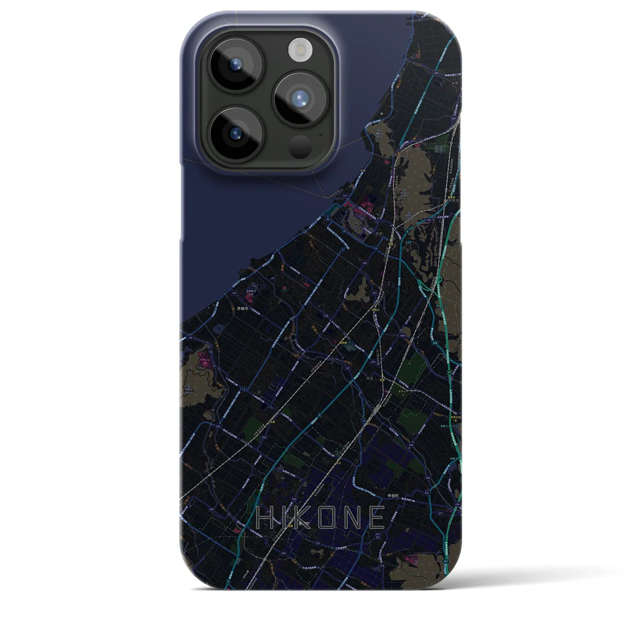 【彦根】地図柄iPhoneケース（バックカバータイプ・ブラック）iPhone 15 Pro Max 用