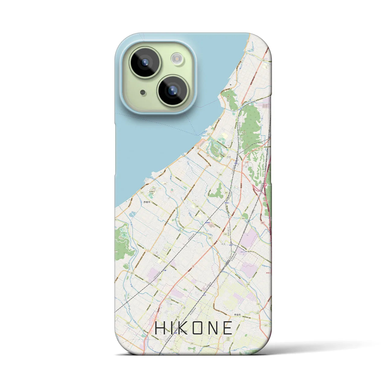 【彦根】地図柄iPhoneケース（バックカバータイプ・ナチュラル）iPhone 15 用