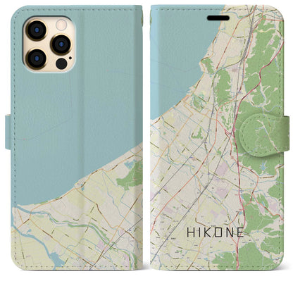 【彦根（滋賀県）】地図柄iPhoneケース（手帳タイプ）ナチュラル・iPhone 12 Pro Max 用