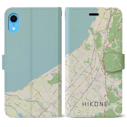 【彦根（滋賀県）】地図柄iPhoneケース（手帳タイプ）ナチュラル・iPhone XR 用