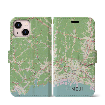 【姫路2（兵庫県）】地図柄iPhoneケース（手帳タイプ）ナチュラル・iPhone 13 mini 用