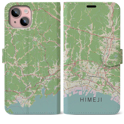 【姫路2（兵庫県）】地図柄iPhoneケース（手帳タイプ）ナチュラル・iPhone 15 Plus 用