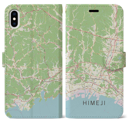 【姫路2（兵庫県）】地図柄iPhoneケース（手帳タイプ）ナチュラル・iPhone XS Max 用