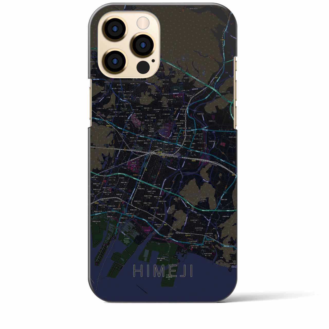【姫路】地図柄iPhoneケース（バックカバータイプ・ブラック）iPhone 12 Pro Max 用