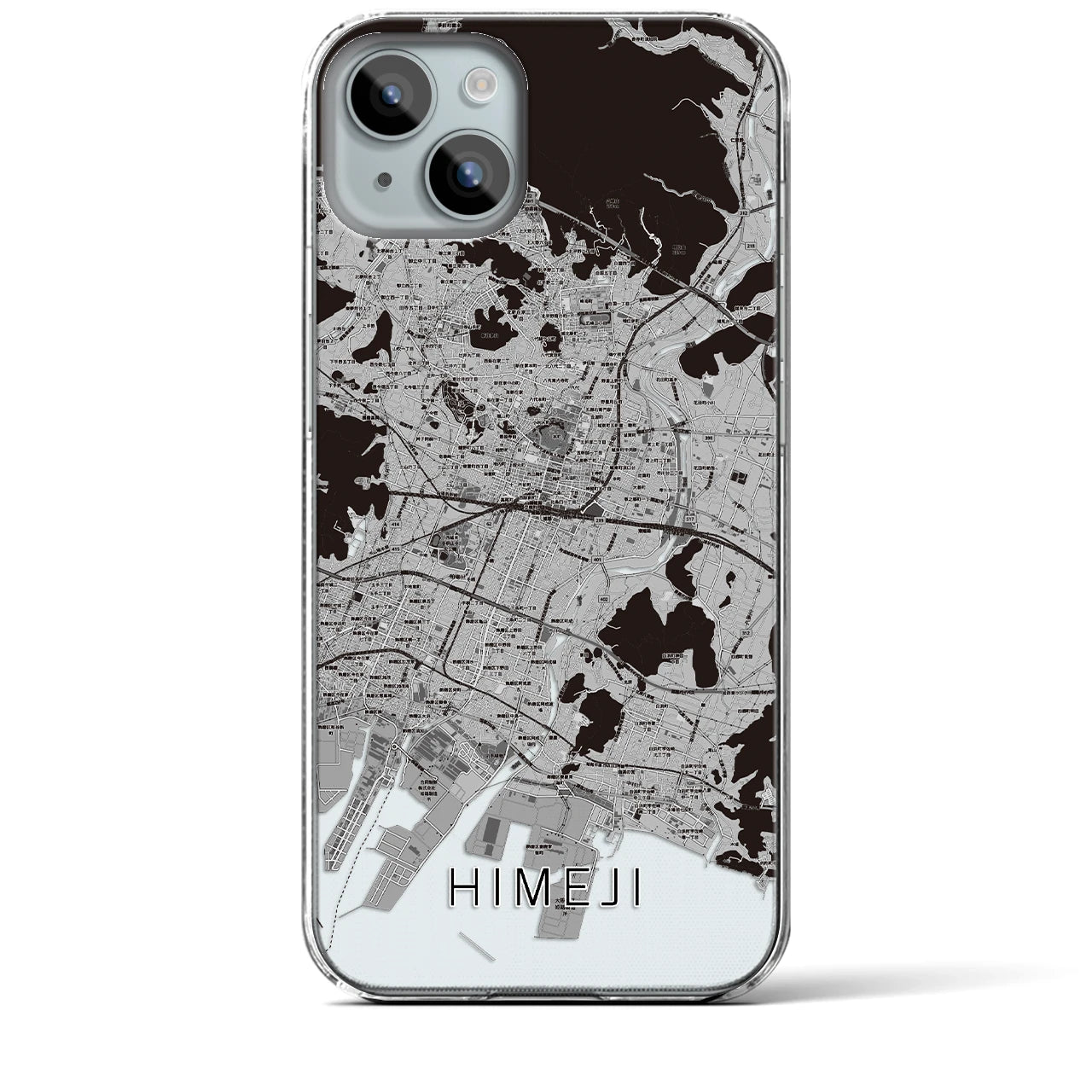 【姫路】地図柄iPhoneケース（クリアタイプ・モノトーン）iPhone 15 Plus 用