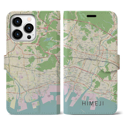 【姫路（兵庫県）】地図柄iPhoneケース（手帳タイプ）ナチュラル・iPhone 13 Pro 用