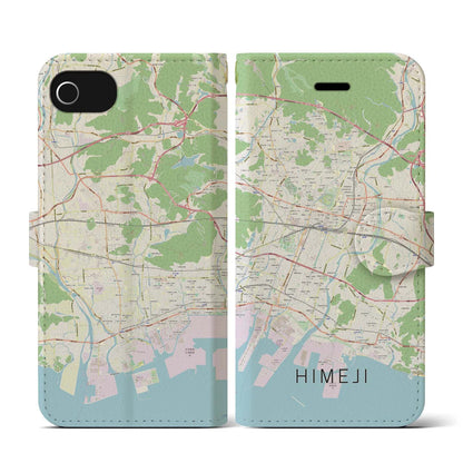 【姫路（兵庫県）】地図柄iPhoneケース（手帳タイプ）ナチュラル・iPhone SE（第3 / 第2世代） / 8 / 7 / 6s / 6 用