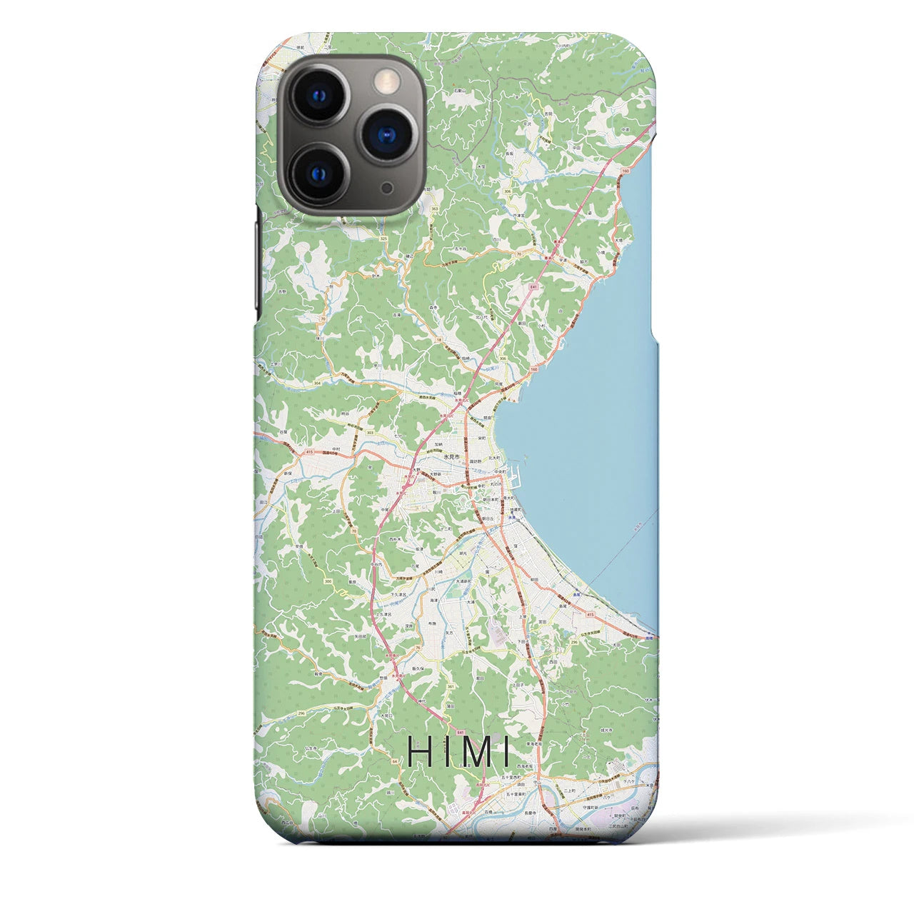【氷見】地図柄iPhoneケース（バックカバータイプ・ナチュラル）iPhone 11 Pro Max 用