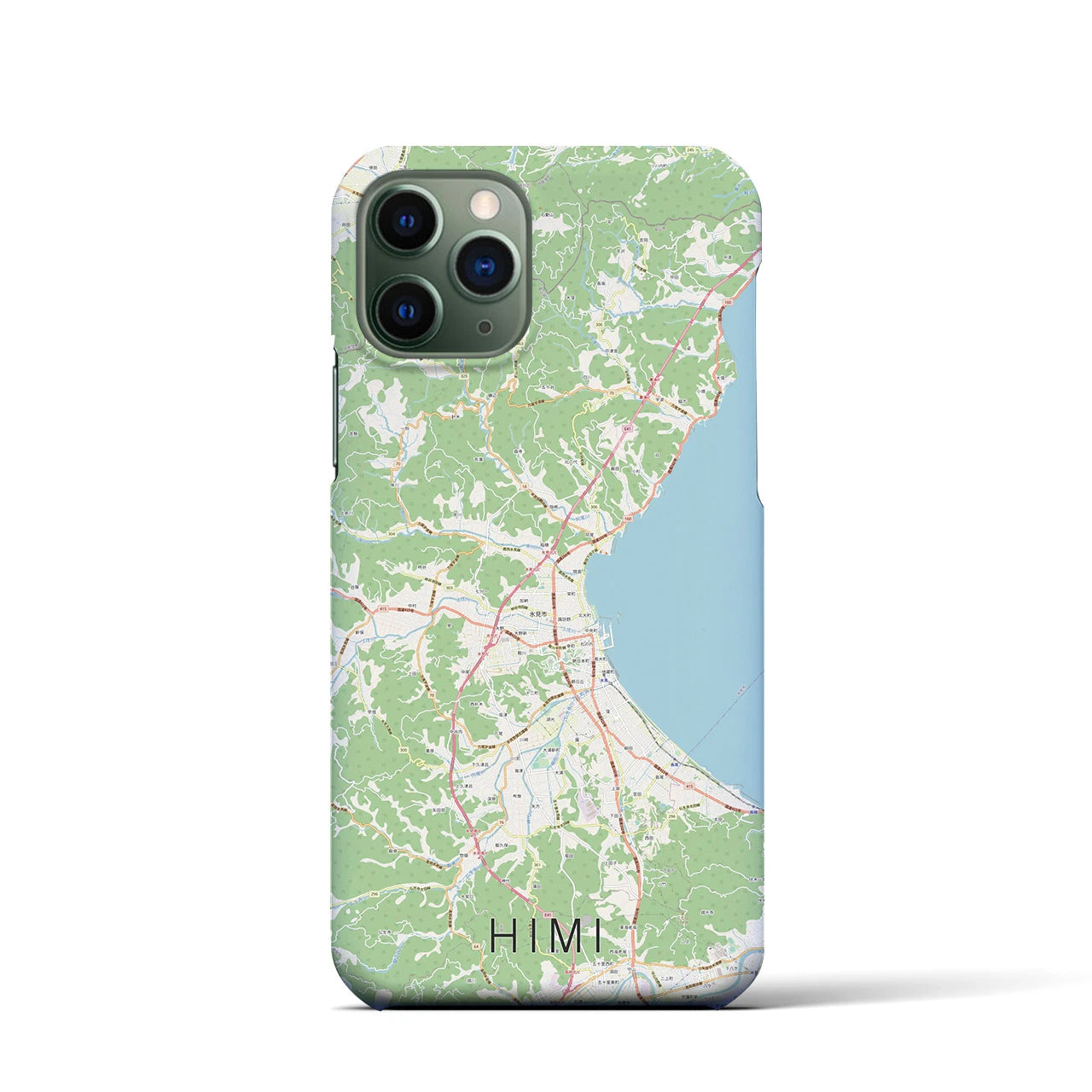 【氷見】地図柄iPhoneケース（バックカバータイプ・ナチュラル）iPhone 11 Pro 用