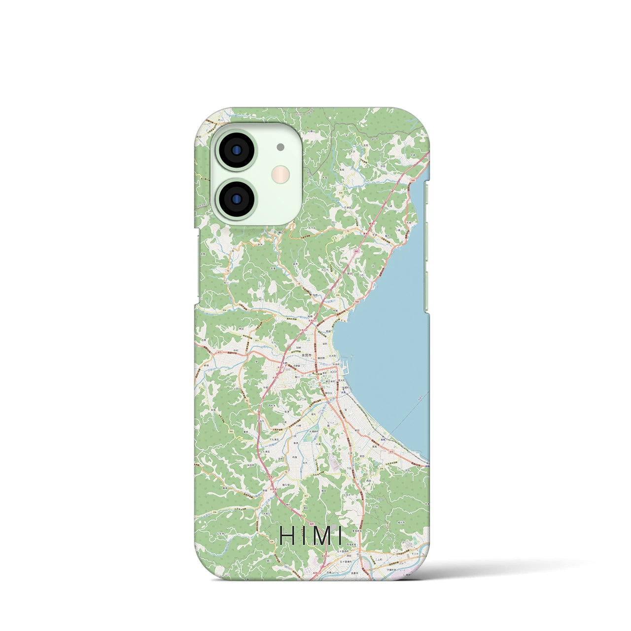 【氷見】地図柄iPhoneケース（バックカバータイプ・ナチュラル）iPhone 12 mini 用