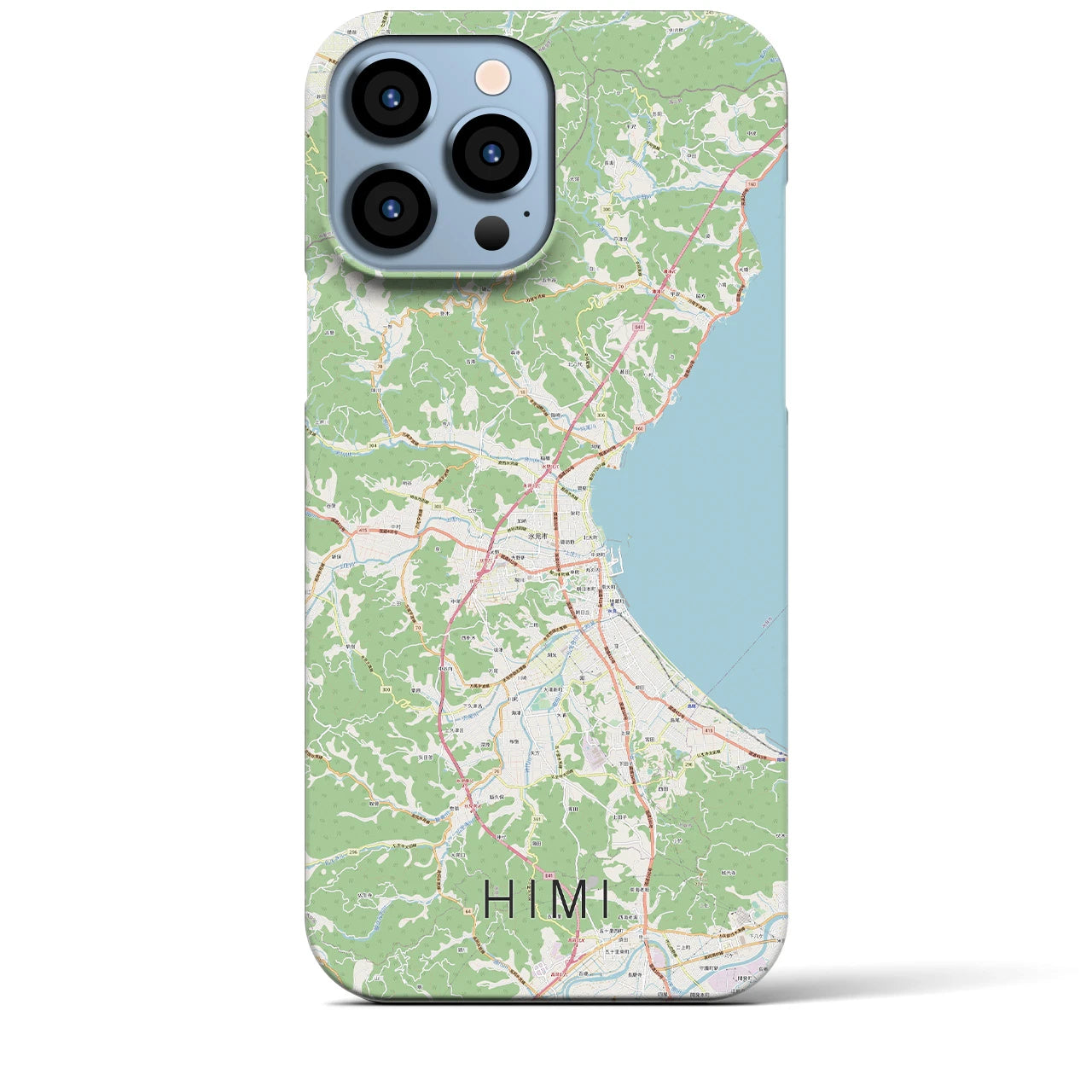 【氷見】地図柄iPhoneケース（バックカバータイプ・ナチュラル）iPhone 13 Pro Max 用