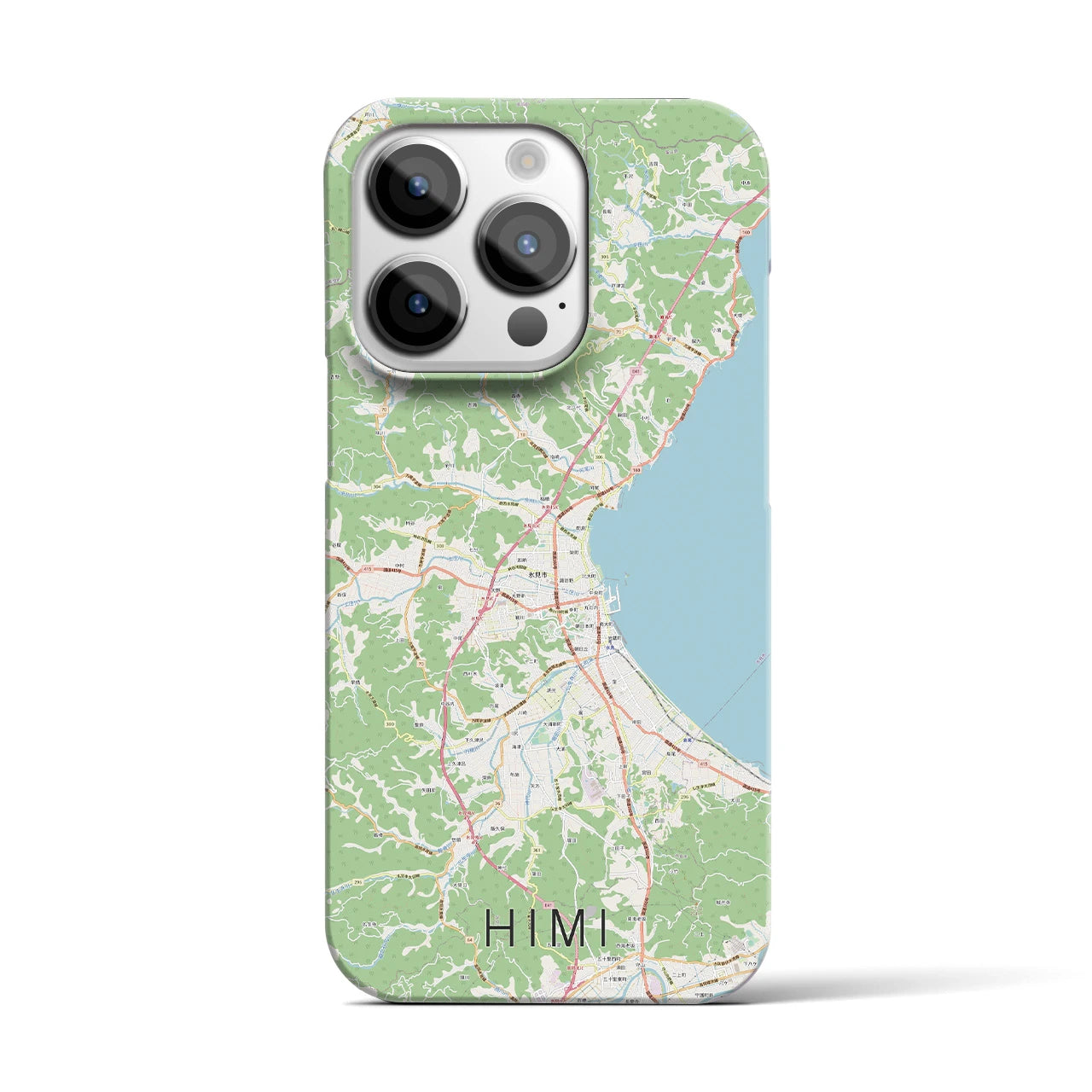 【氷見】地図柄iPhoneケース（バックカバータイプ・ナチュラル）iPhone 14 Pro 用